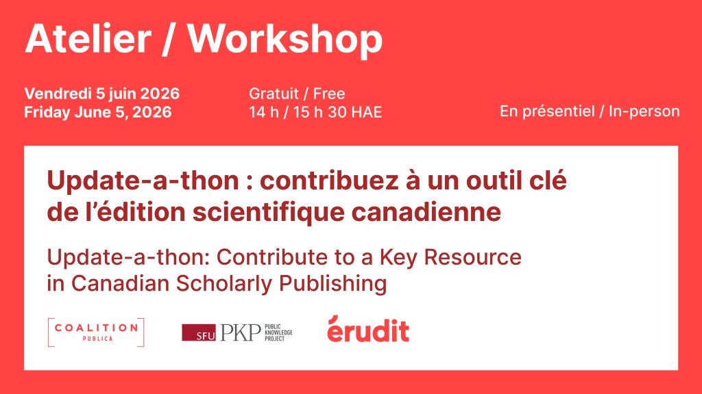 Update-a-thon : contribuez à un outil clé de l'édition scientifique canadienne